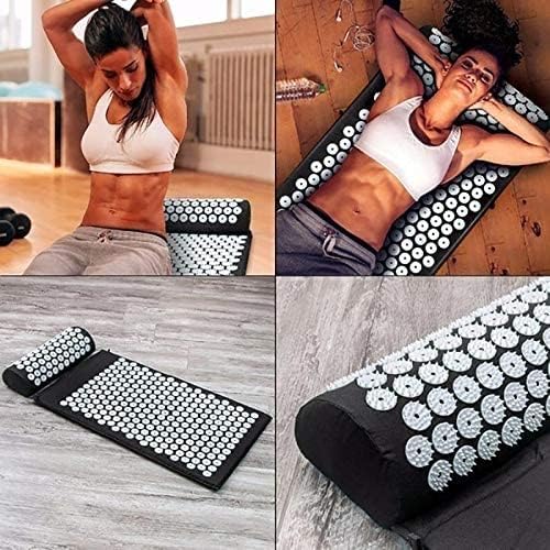 NOB Hemingweigh Acupressure Mat and Pillow Set Pain Relief with Tote Bag Black