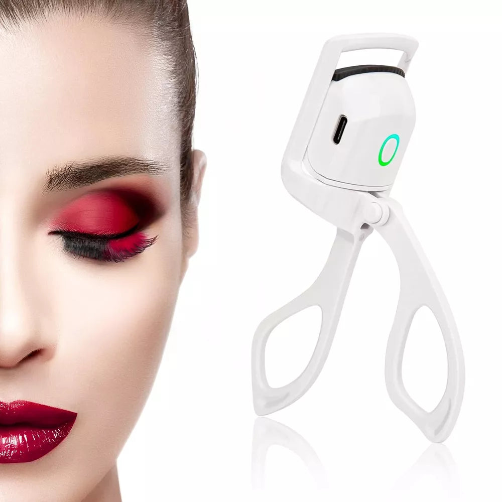 Electric Heated Eyelash Curler USB Rechargeable Makeup Curling Tool Long-Lasting