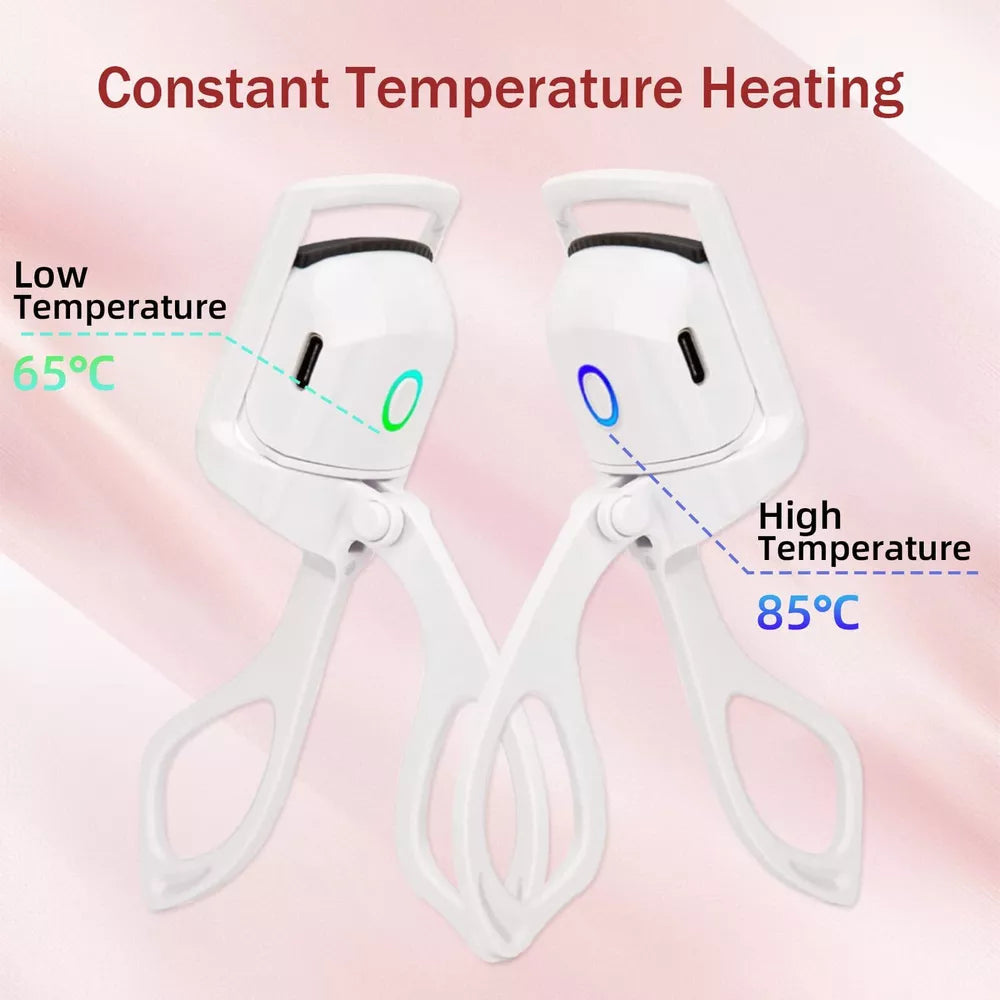 Electric Heated Eyelash Curler USB Rechargeable Makeup Curling Tool Long-Lasting