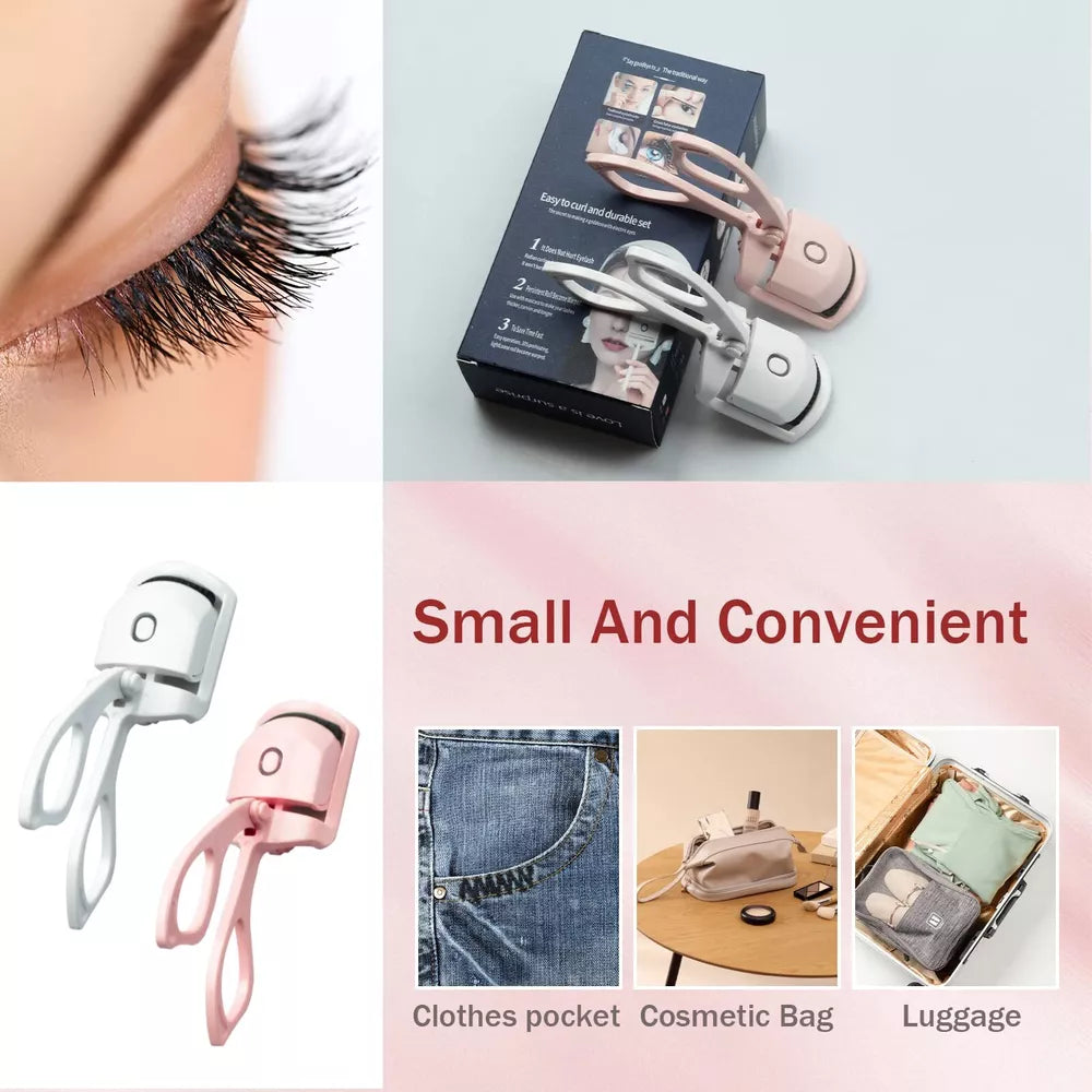 Electric Heated Eyelash Curler USB Rechargeable Makeup Curling Tool Long-Lasting