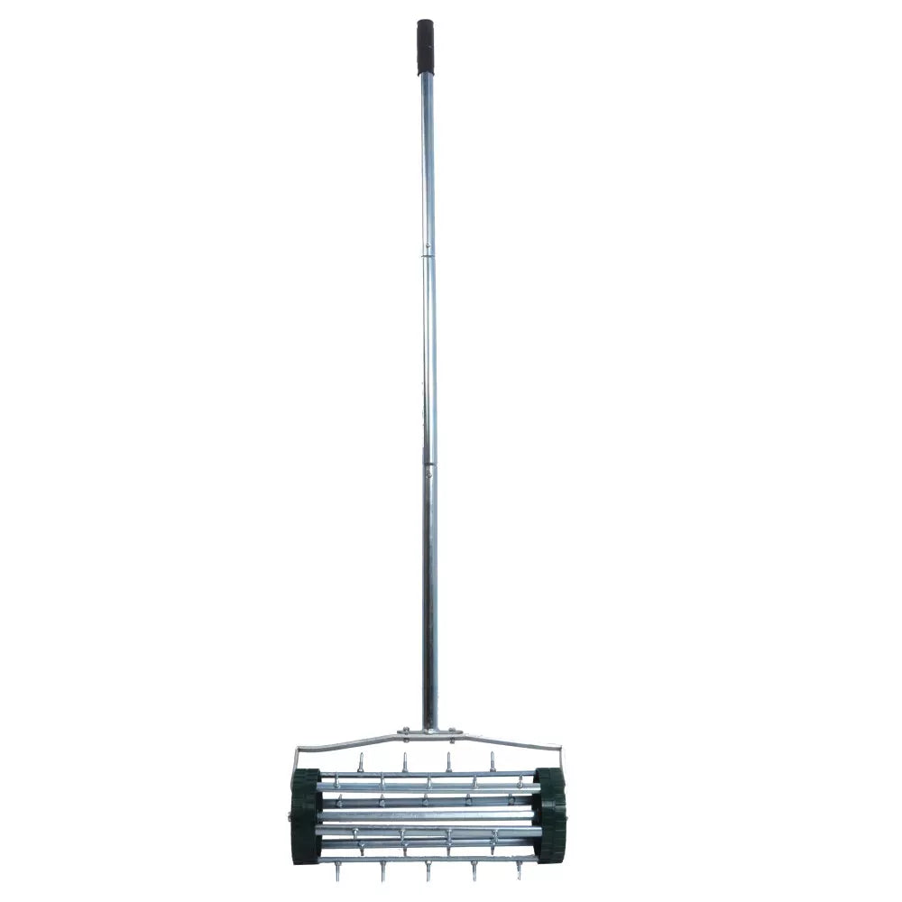 Heavy Duty Rolling Lawn Garden Spike Lawn Aerator with 3-Piece Long Steel Handle