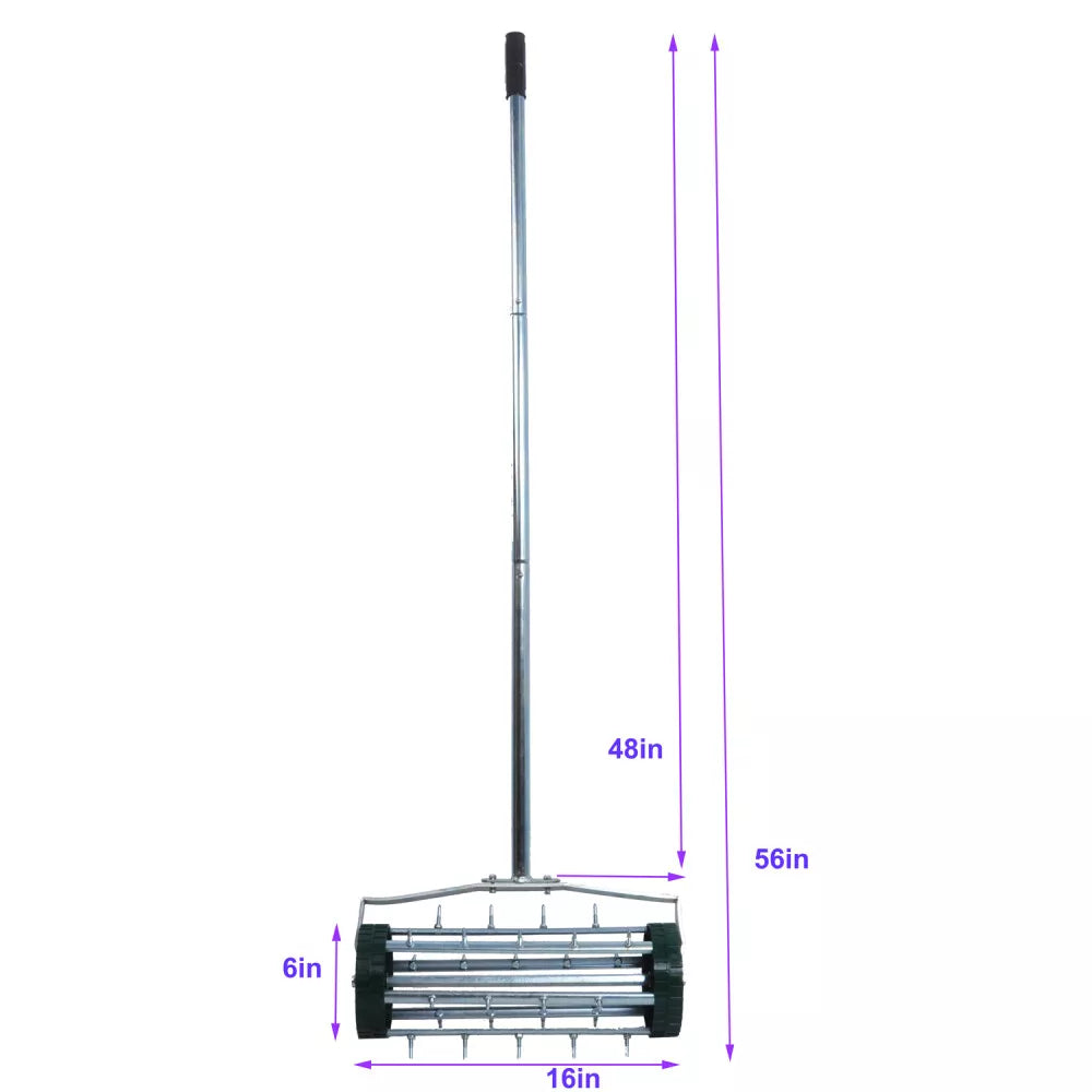 Heavy Duty Rolling Lawn Garden Spike Lawn Aerator with 3-Piece Long Steel Handle