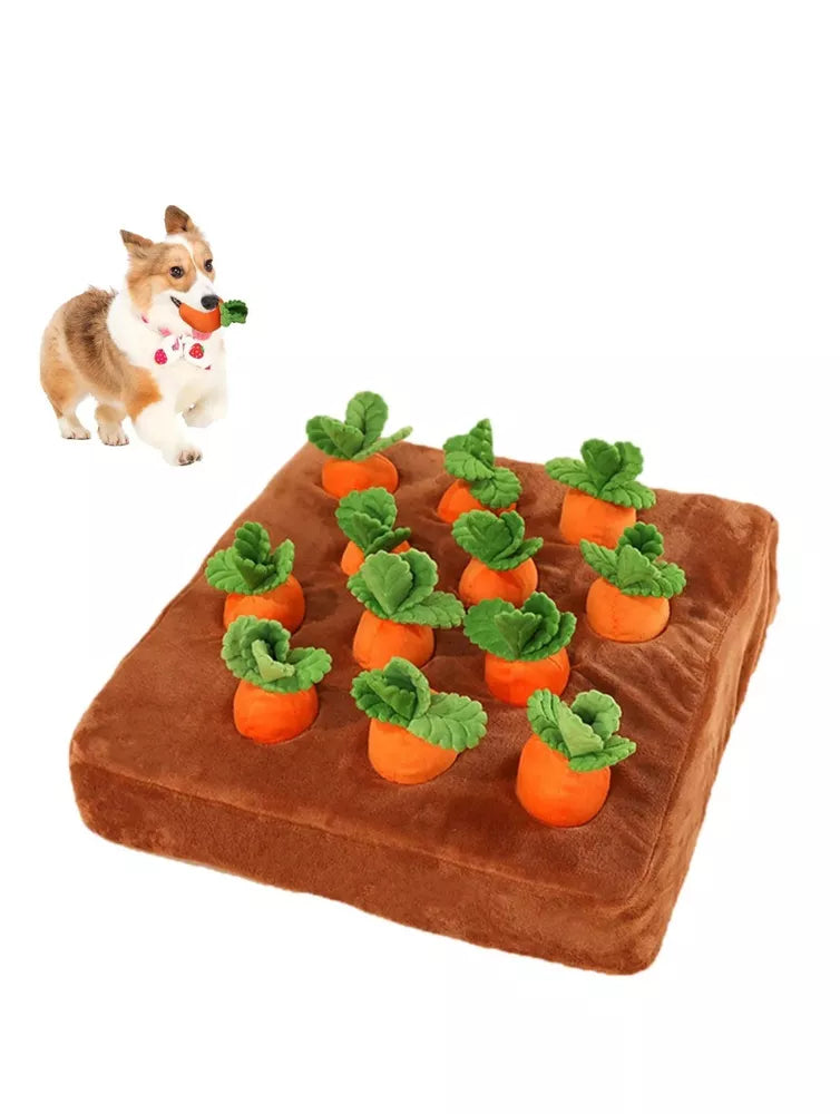 Interactive Dog Toys，Carrot Snuffle Mat for Dogs Plush Puzzle Toys 2 in 1