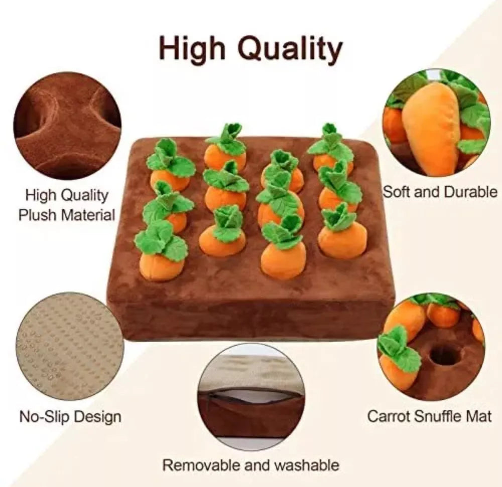 Interactive Dog Toys，Carrot Snuffle Mat for Dogs Plush Puzzle Toys 2 in 1