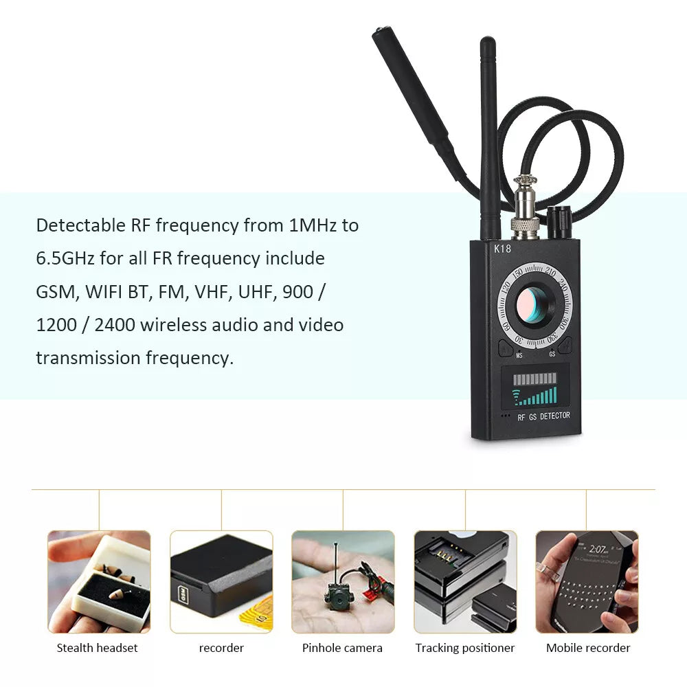 K18 Anti Spy Hidden Camera Detector Bug Detector Hidden Device Detector RF Audio