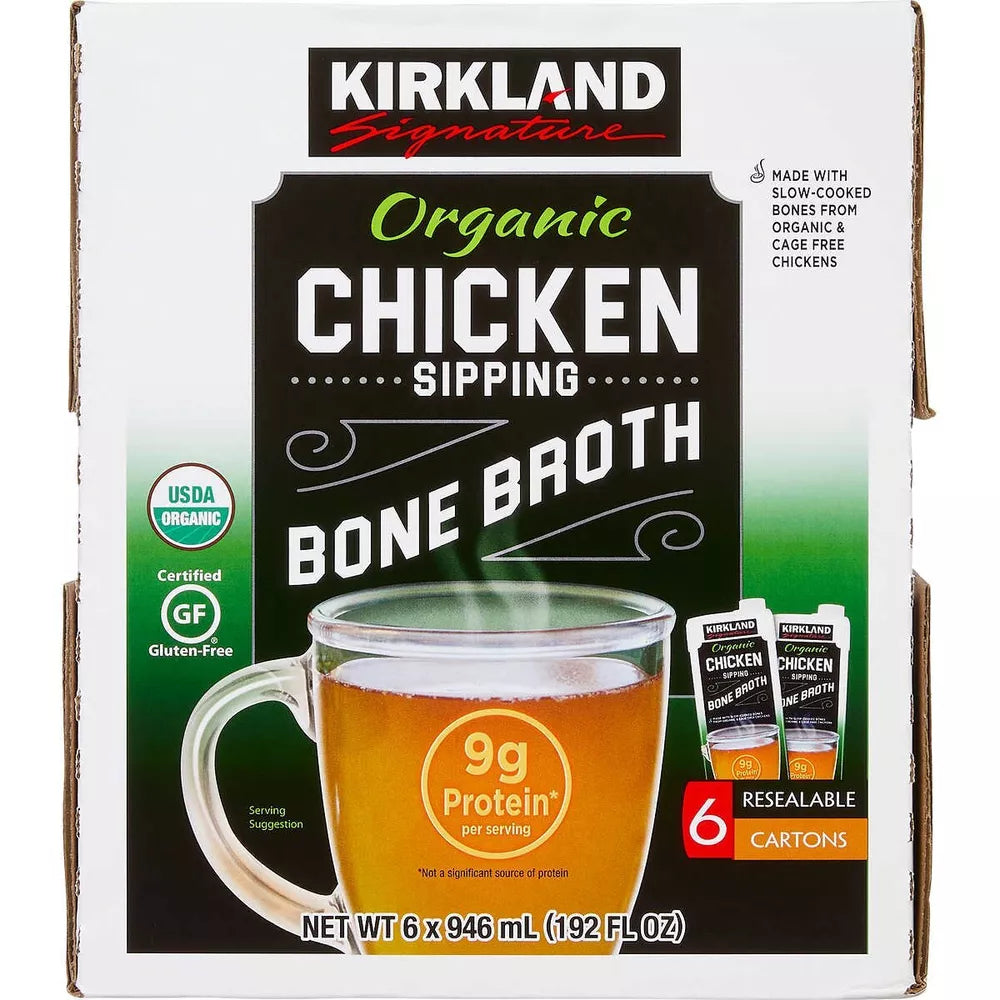 Kirkland Signature Organic Chicken Bone Broth 4 Pack 32 Fl Oz