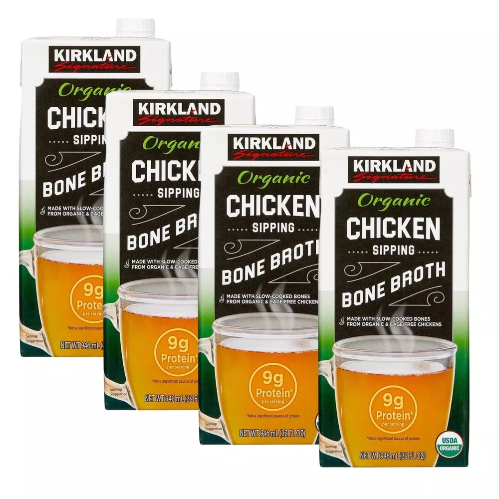 Kirkland Signature Organic Chicken Bone Broth 4 Pack 32 Fl Oz