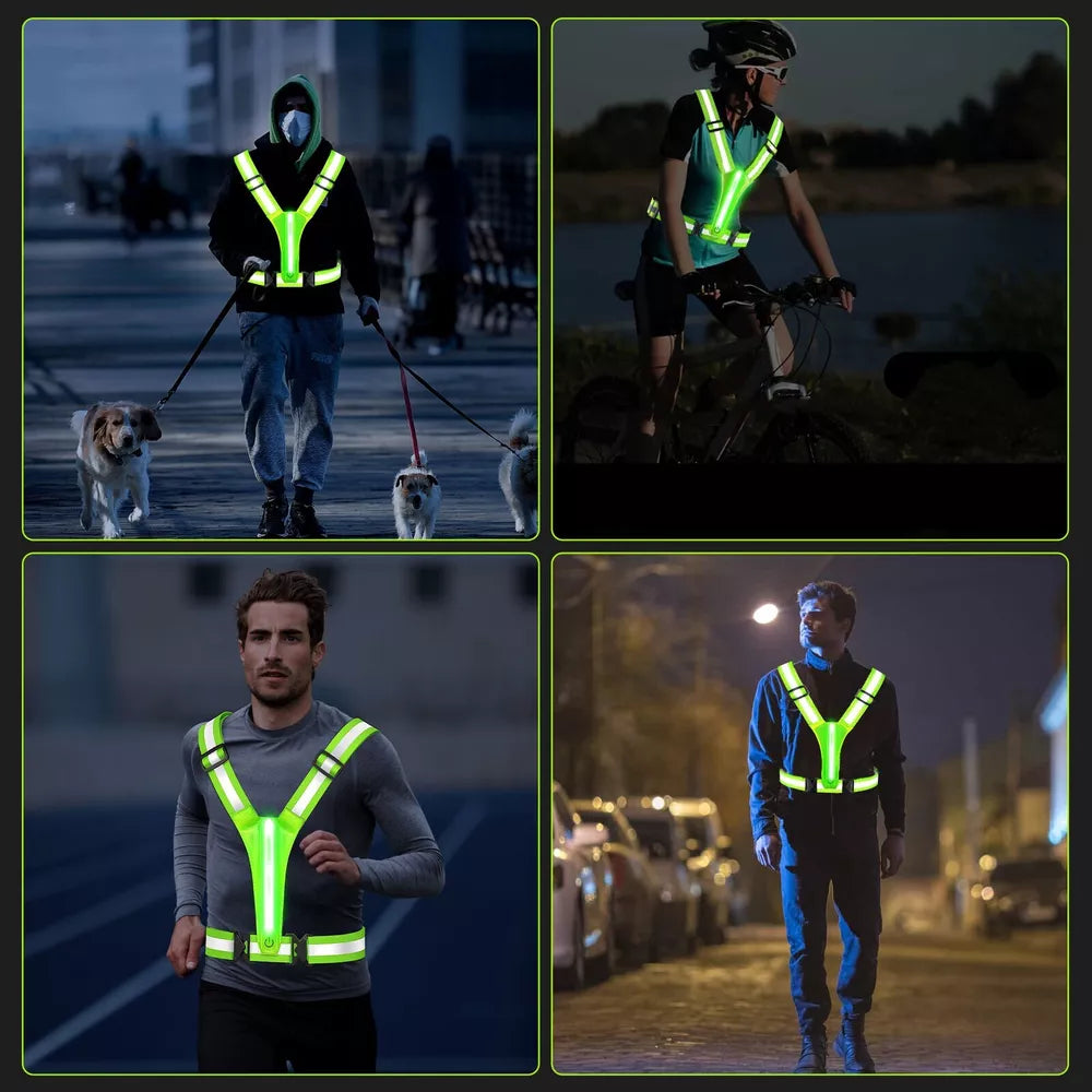 LED Reflective Running Vest Light For Night Jogging and Cycling Traffic Safety