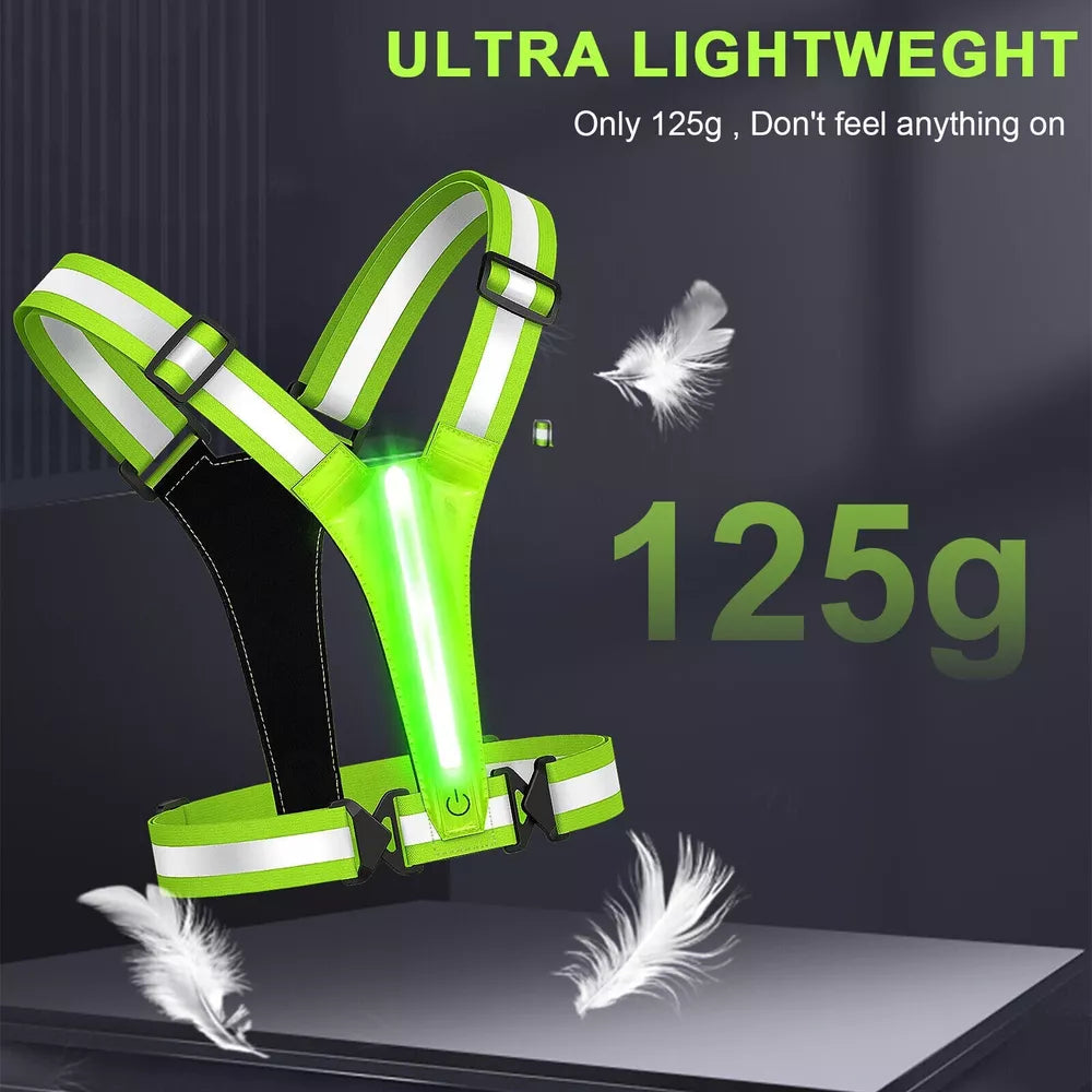 LED Reflective Running Vest Light For Night Jogging and Cycling Traffic Safety