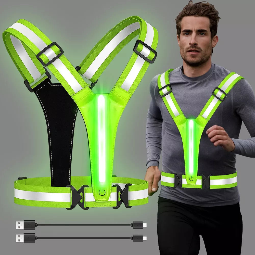 LED Reflective Running Vest Light For Night Jogging and Cycling Traffic Safety