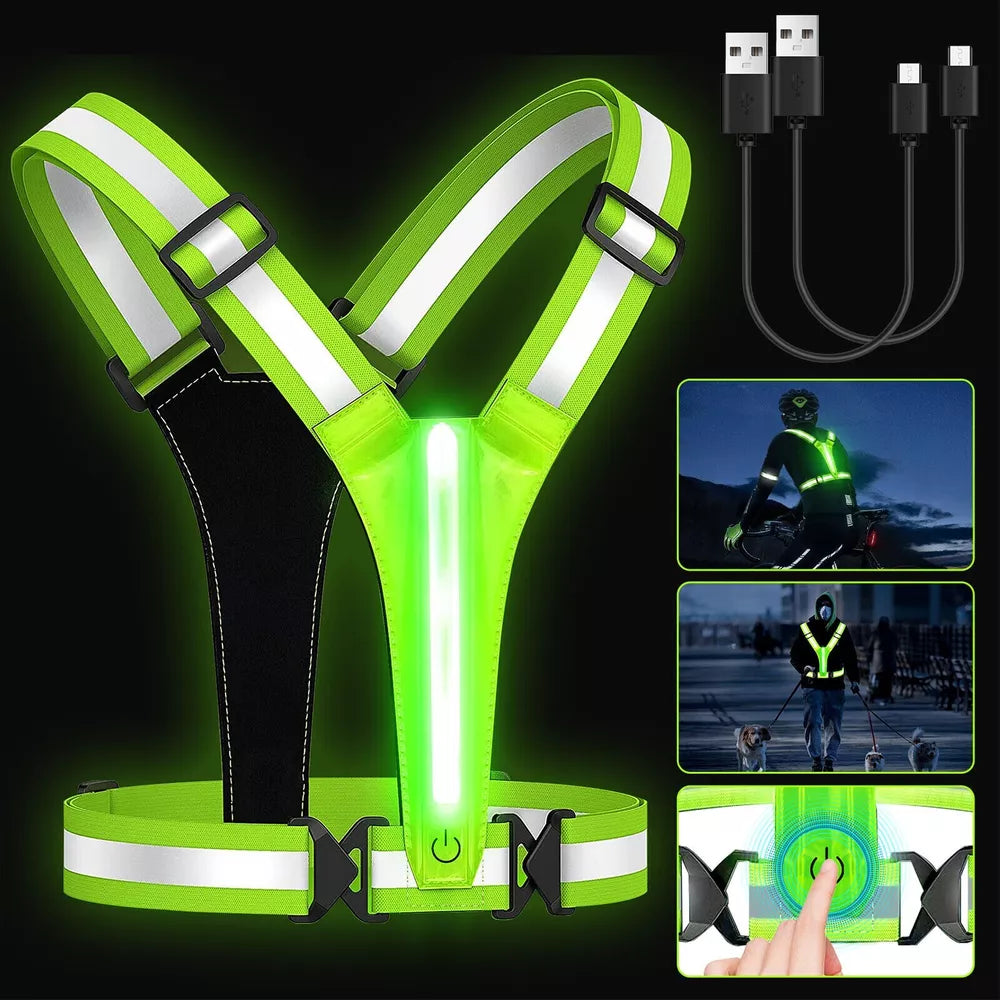 LED Reflective Running Vest Light For Night Jogging and Cycling Traffic Safety