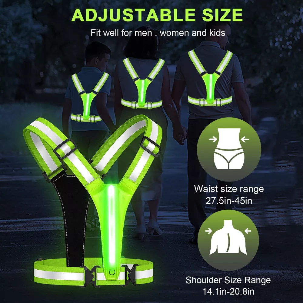 LED Reflective Running Vest Light For Night Jogging and Cycling Traffic Safety