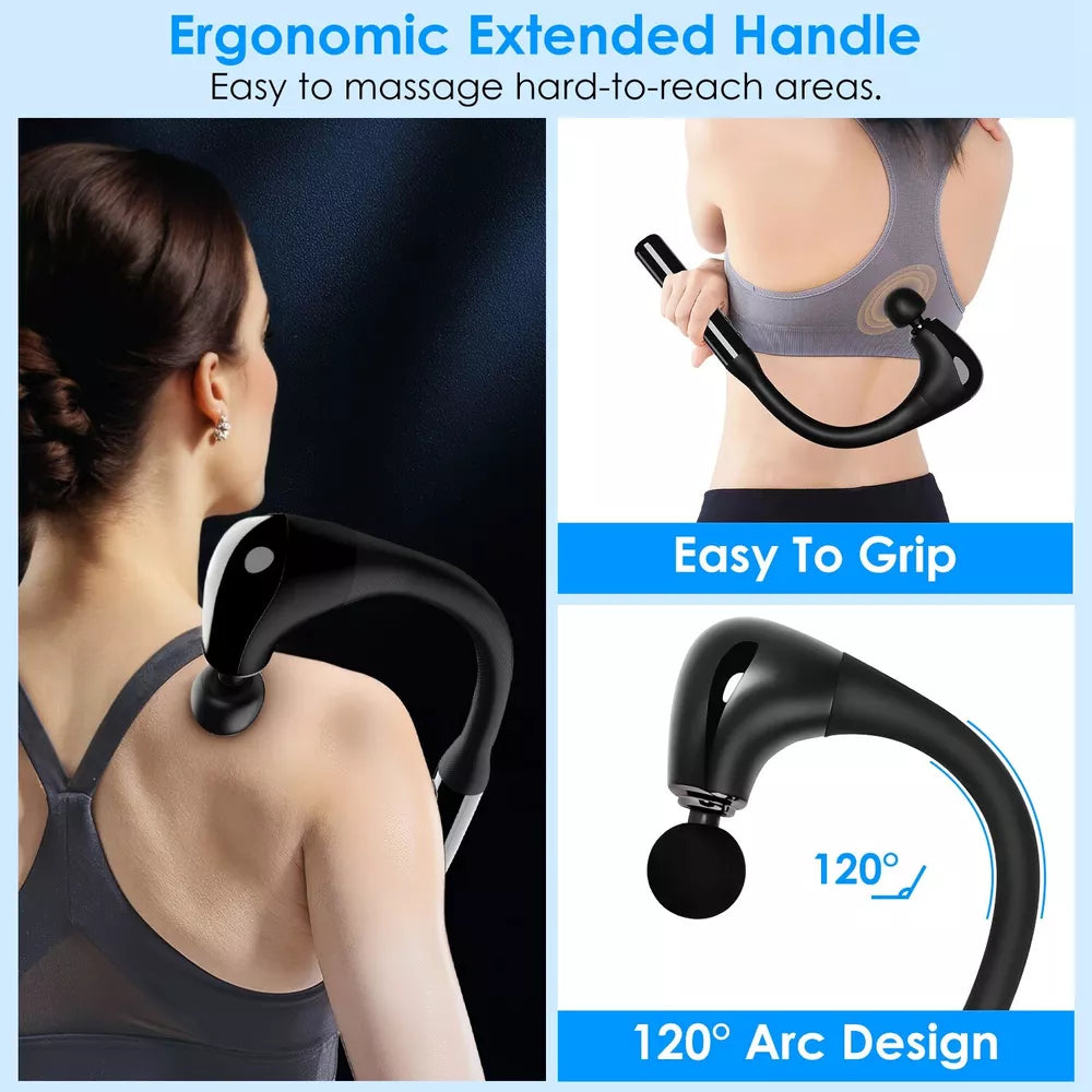 Massage Gun for Back Neck Muscle Deep Tissue Massage Tool with 5 Speed 4 Heads