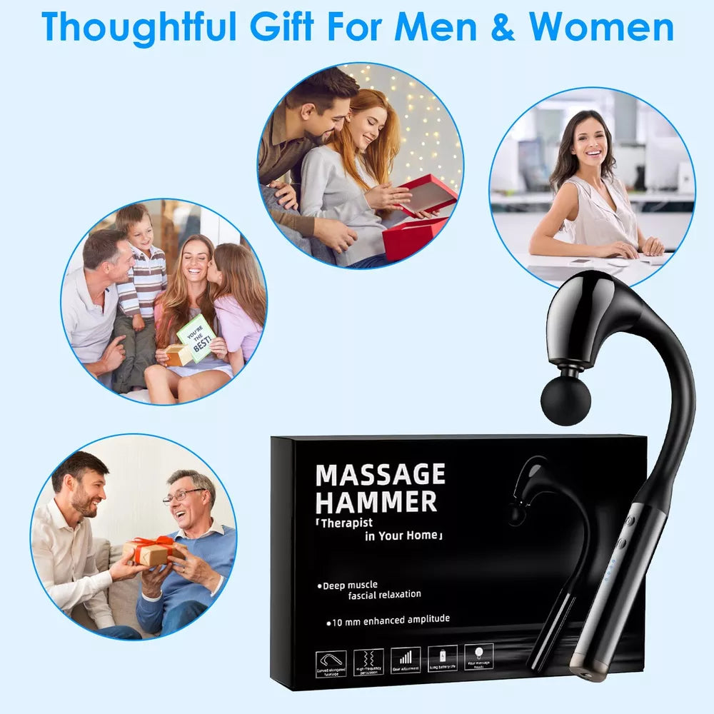 Massage Gun for Back Neck Muscle Deep Tissue Massage Tool with 5 Speed 4 Heads