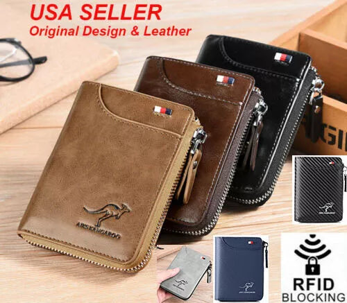 Men Men's RFID Blocking Leather Wallet T1 Credit Card ID Durable Waterproof