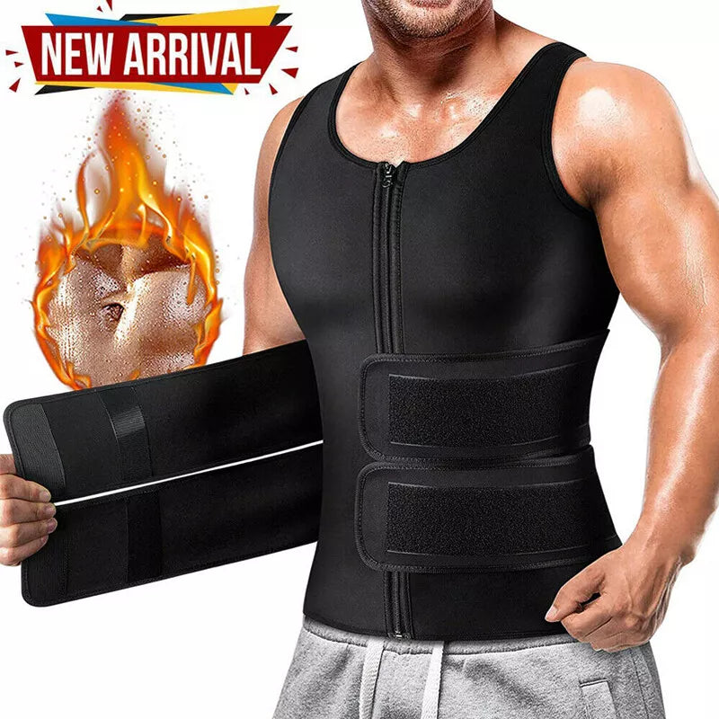 Men Neoprene Sauna Sweat Vest Body Shaper Waist Trainer Top Fat Burner Shapewear