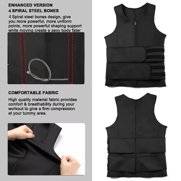 Men Neoprene Sauna Sweat Vest Body Shaper Waist Trainer Top Fat Burner Shapewear