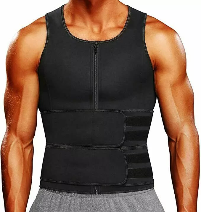 Men Neoprene Sauna Sweat Vest Body Shaper Waist Trainer Top Fat Burner Shapewear