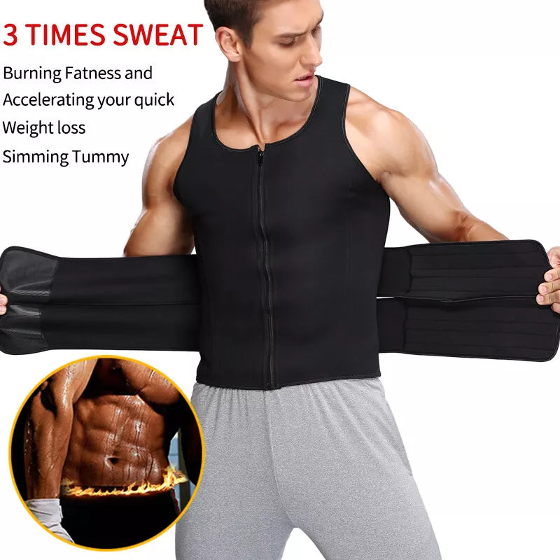 Men Neoprene Sauna Sweat Vest Body Shaper Waist Trainer Top Fat Burner Shapewear