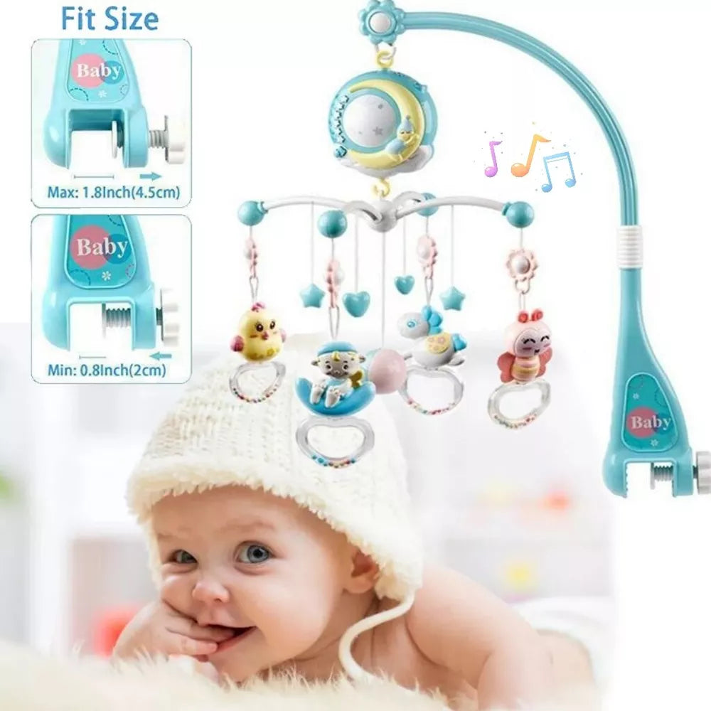 Baby Crib Mobile Musical Bed Bell With Controller Music Night Light Projection