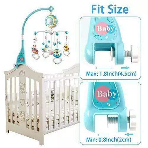 Baby Crib Mobile Musical Bed Bell With Controller Music Night Light Projection