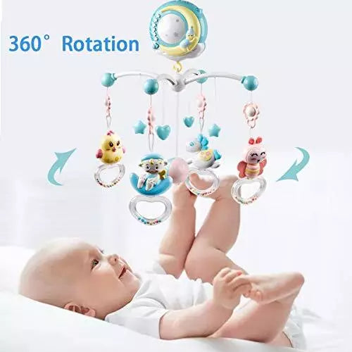 Baby Crib Mobile Musical Bed Bell With Controller Music Night Light Projection