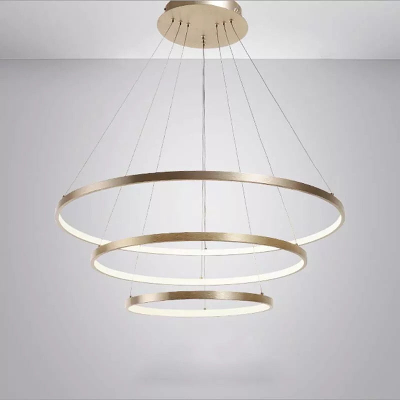 Modern LED Hanging Pendant Light Ultra Thin 3-Ring Chandelier Living Room Lamp