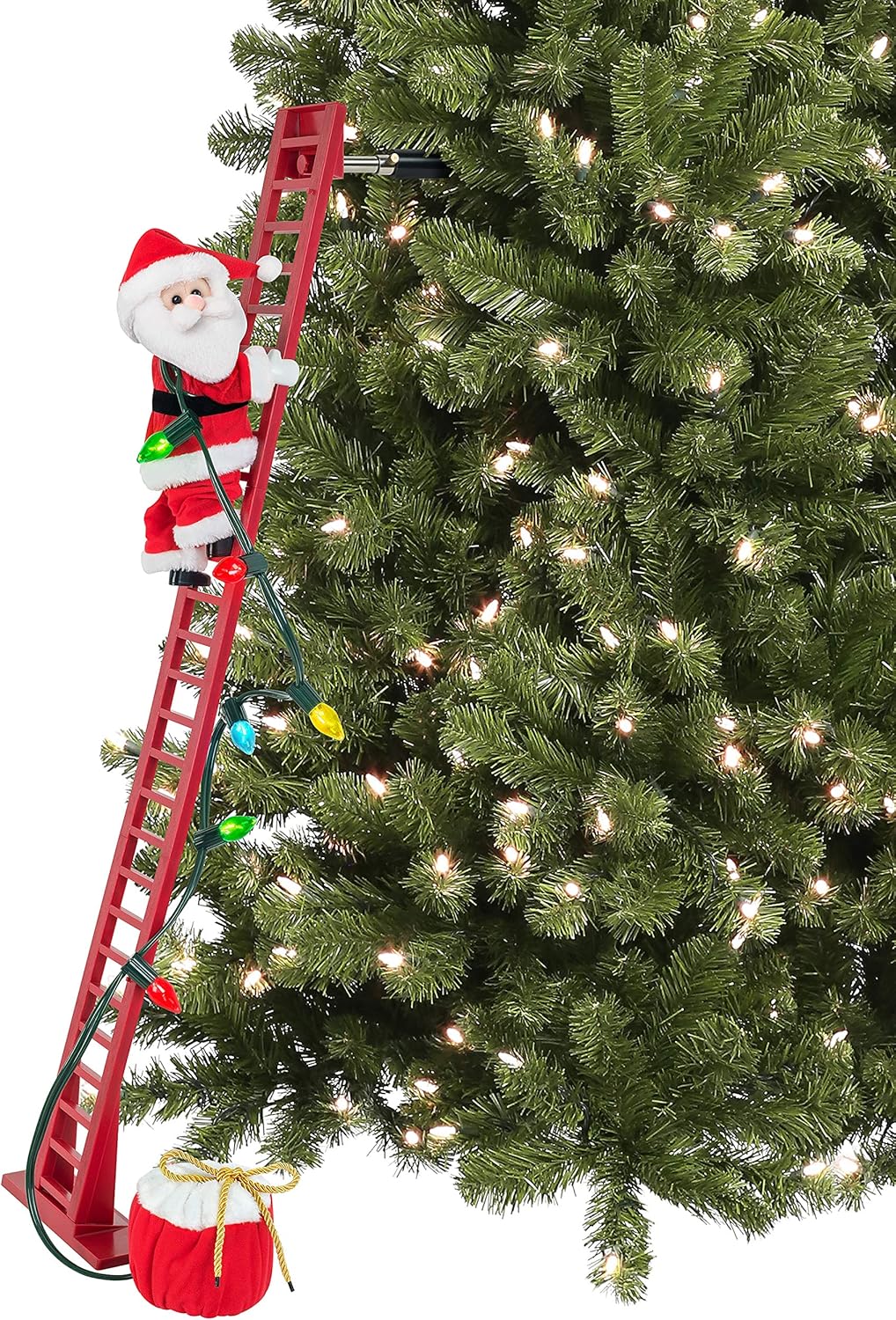 Climbing Santa Claus Large 40" Animated Christmas Ladder Decoration Music