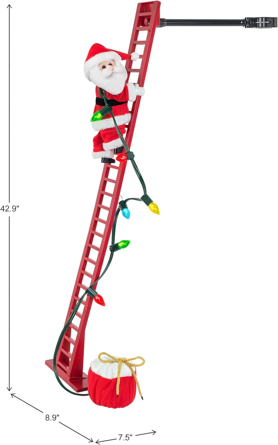 Climbing Santa Claus Large 40" Animated Christmas Ladder Decoration Music