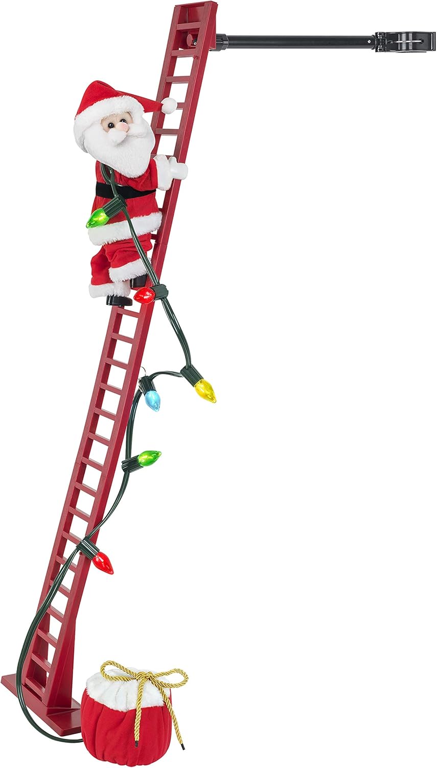 Climbing Santa Claus Large 40" Animated Christmas Ladder Decoration Music