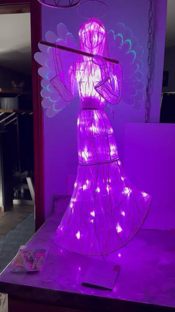 Mr Christmas Animated 37” Outdoor Fiberoptic Angel Color Changing Light Show SEE