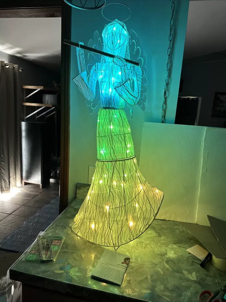 Mr Christmas Animated 37” Outdoor Fiberoptic Angel Color Changing Light Show SEE