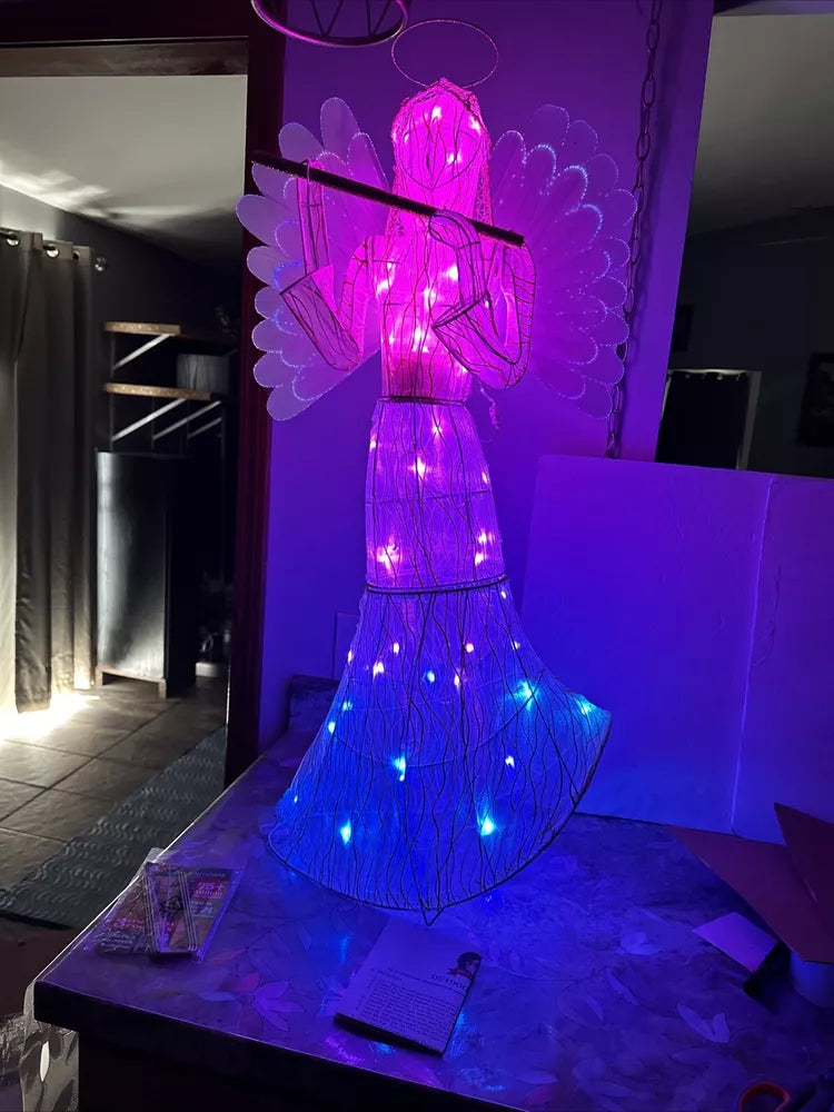 Mr Christmas Animated 37” Outdoor Fiberoptic Angel Color Changing Light Show SEE
