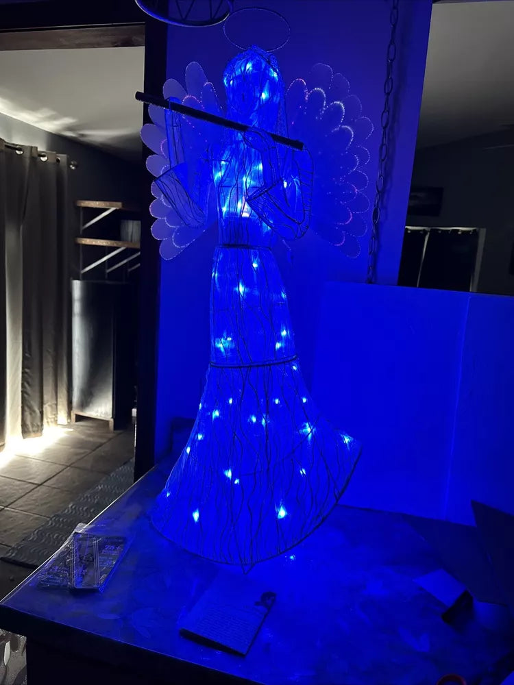 Mr Christmas Animated 37” Outdoor Fiberoptic Angel Color Changing Light Show SEE