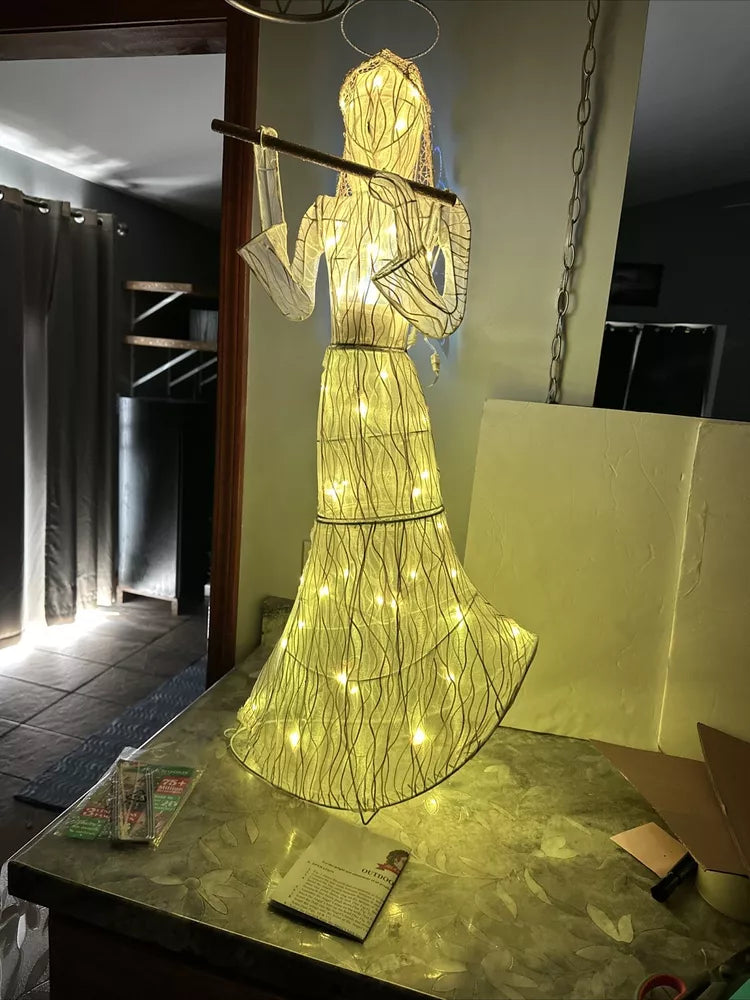 Mr Christmas Animated 37” Outdoor Fiberoptic Angel Color Changing Light Show SEE