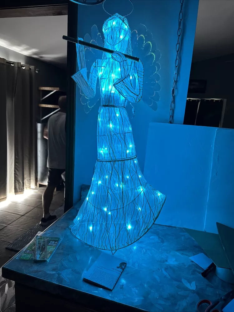Mr Christmas Animated 37” Outdoor Fiberoptic Angel Color Changing Light Show SEE
