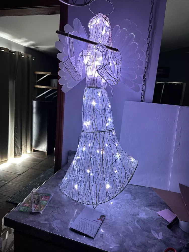 Mr Christmas Animated 37” Outdoor Fiberoptic Angel Color Changing Light Show SEE