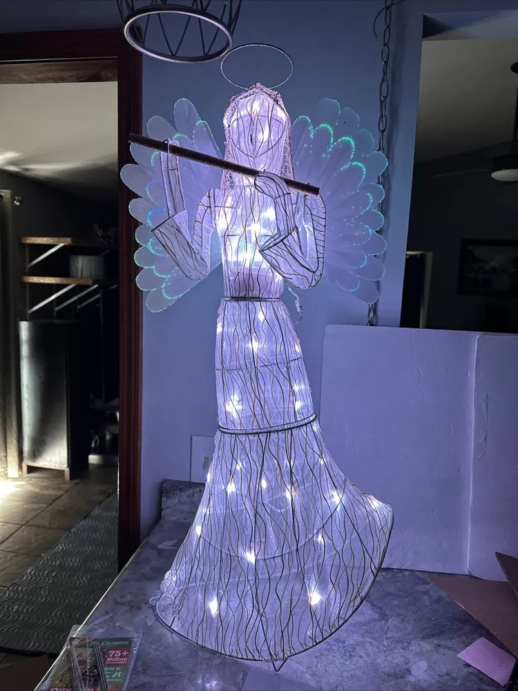 Mr Christmas Animated 37” Outdoor Fiberoptic Angel Color Changing Light Show SEE