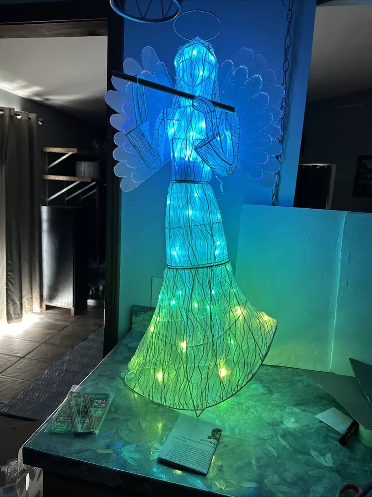Mr Christmas Animated 37” Outdoor Fiberoptic Angel Color Changing Light Show SEE