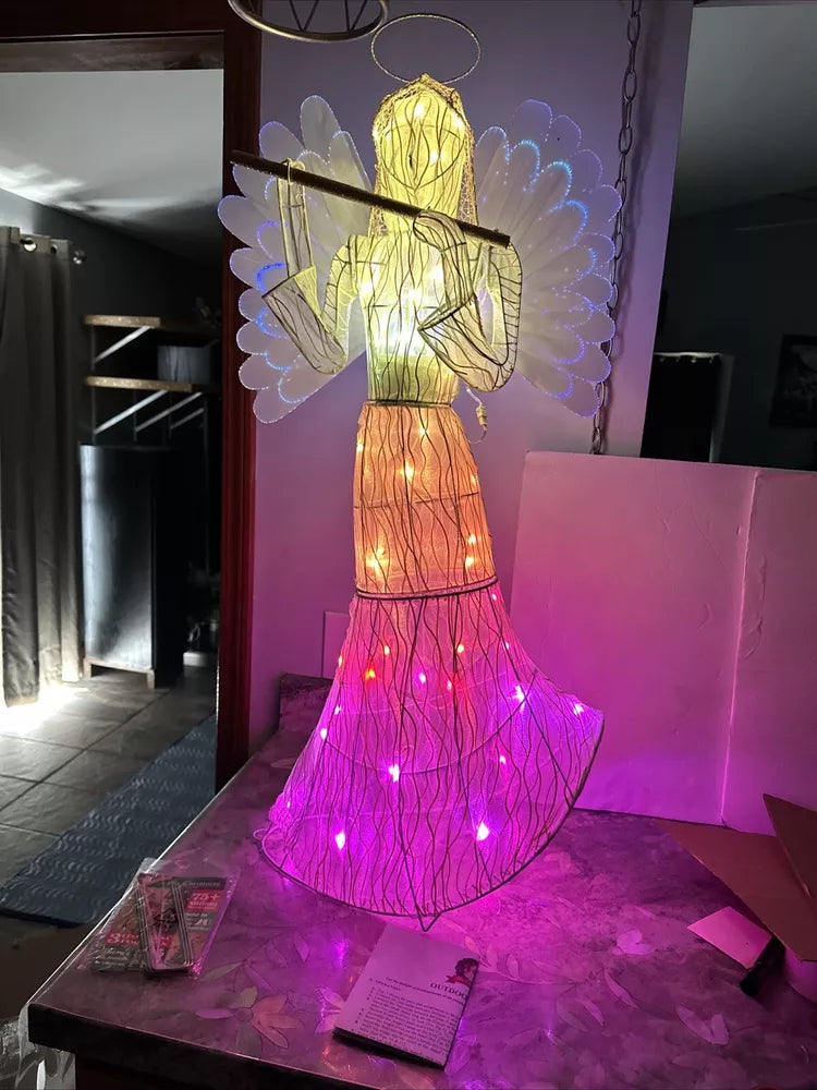 Mr Christmas Animated 37” Outdoor Fiberoptic Angel Color Changing Light Show SEE