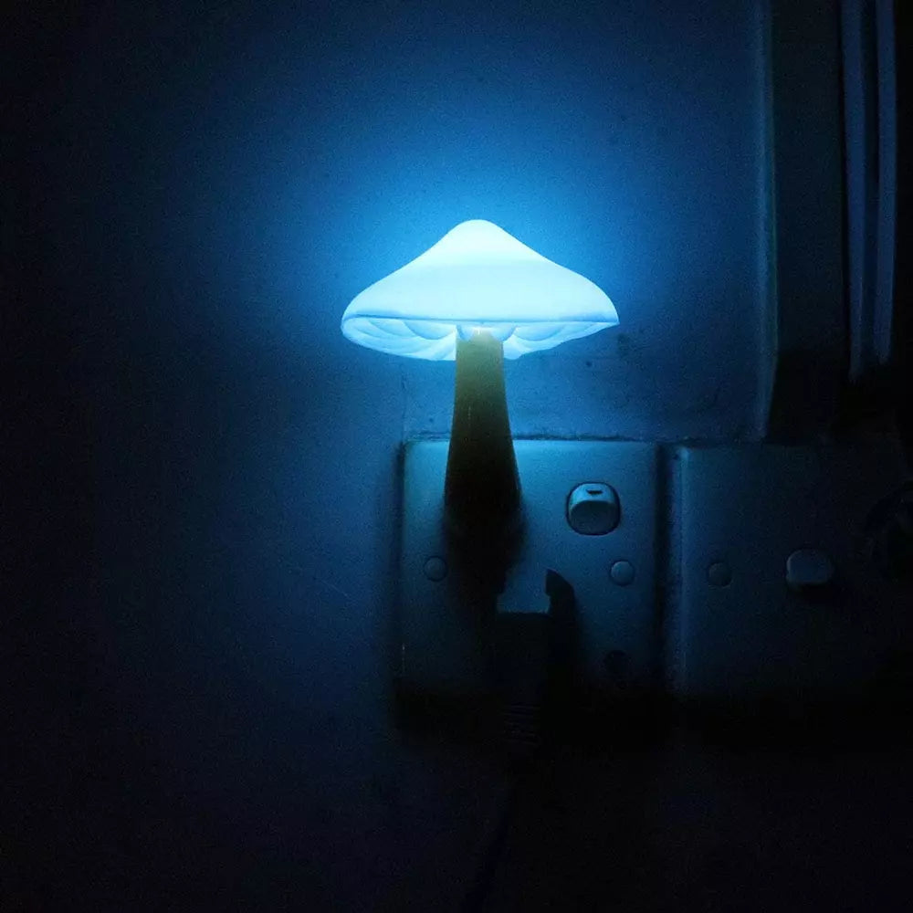 Mushroom LED Night Lights Romantic Light Sensor Plug-in Wall Lamps Home Decor US