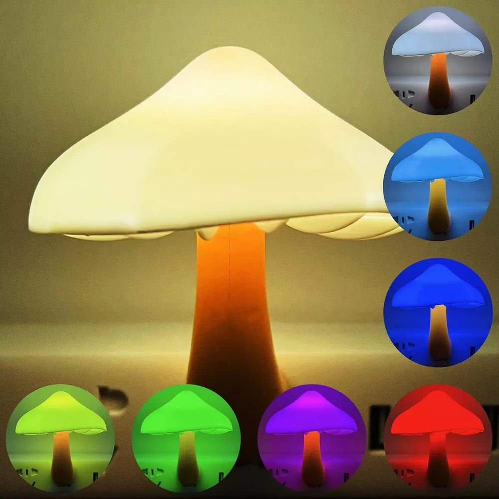 Mushroom LED Night Lights Romantic Light Sensor Plug-in Wall Lamps Home Decor US