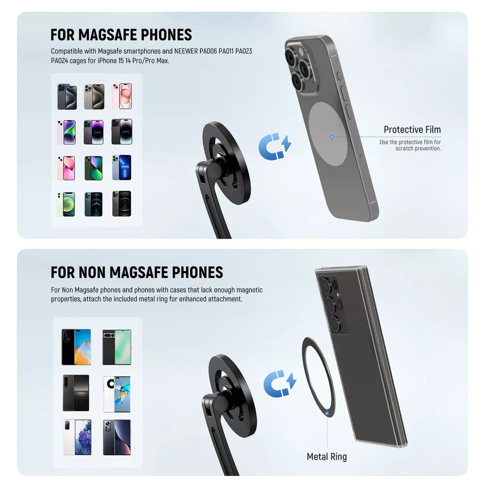 NEEWER Magnetic Phone Neck Mount with Action Camera Adapter & Phone Holder