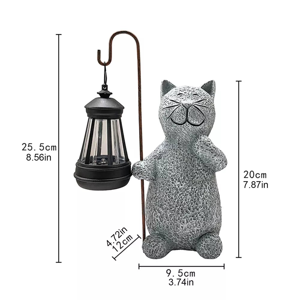 Outdoor Solar Lights Resin Cat Waterproof Lantern Garden Yard Lights Ornament