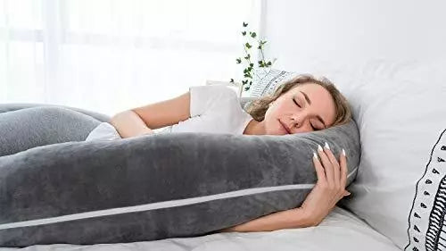 PREGNANCY PILLOW Maternity Body for Sleeping C Shaped Grey Velvet INSEN