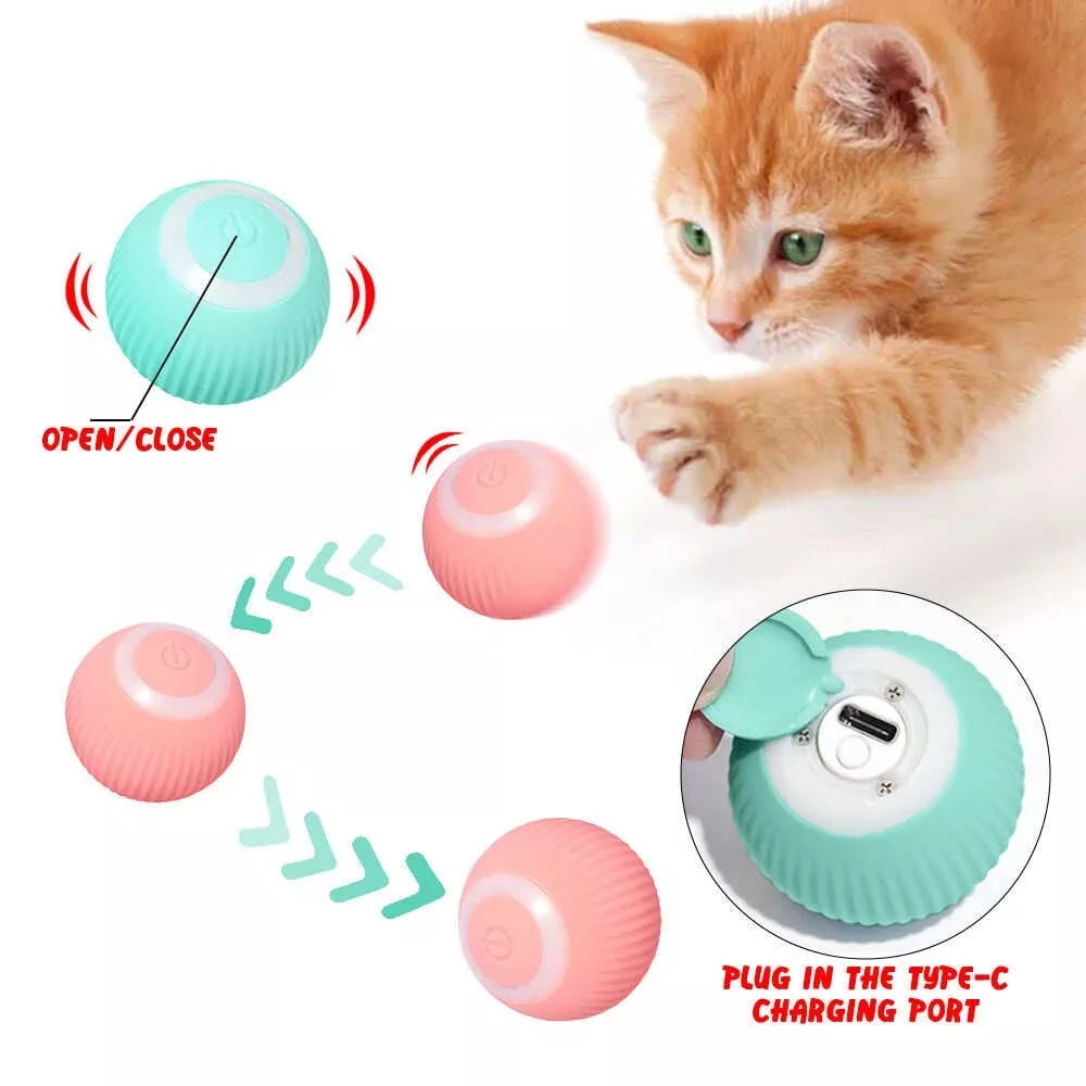 Pink Smart Interactive Cat Toy Ball Rotating Automatic Moving Cat Ball Recharge