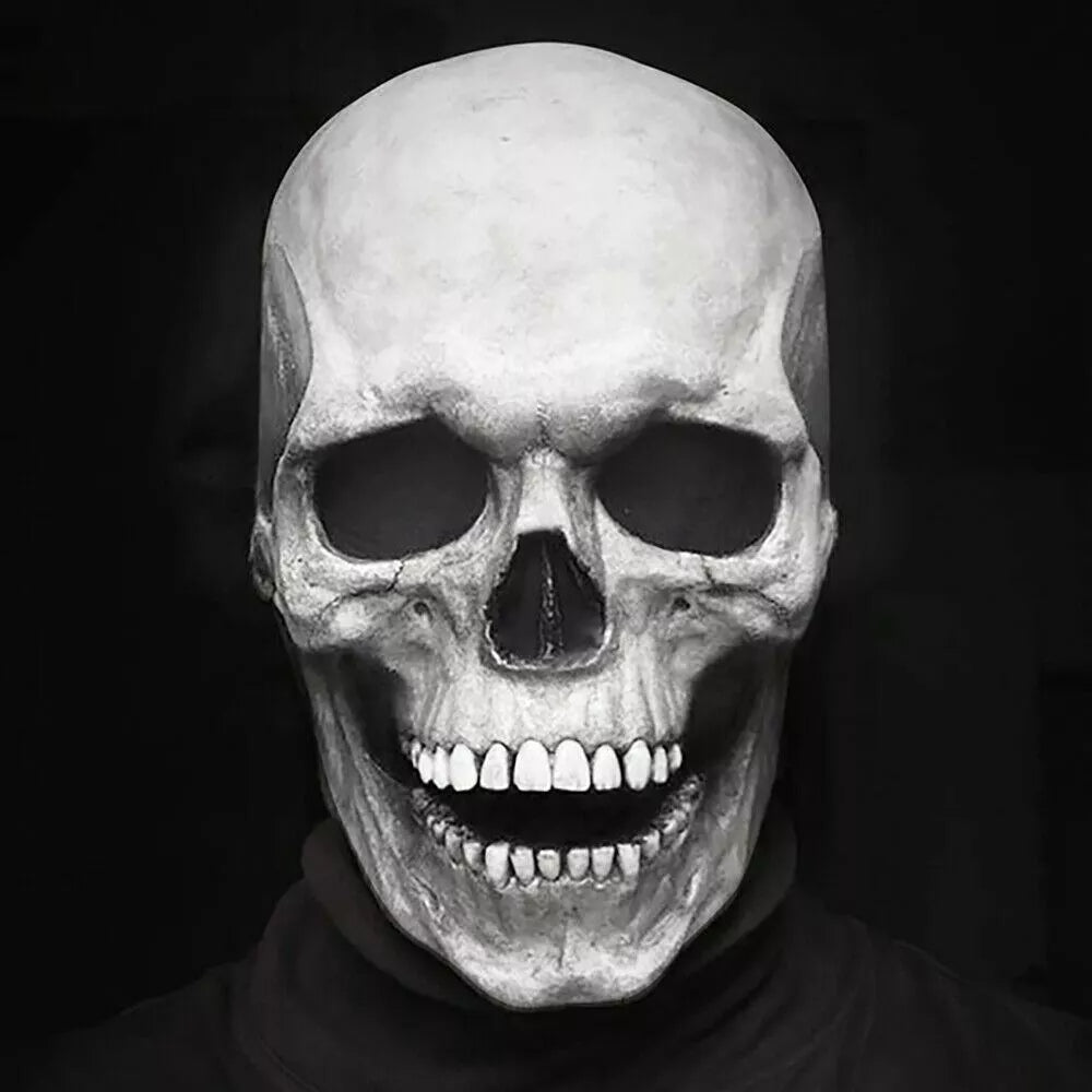 Realistic Movable Halloween Full Head Skull Mask Helmet with Jaw Horror Cosplay