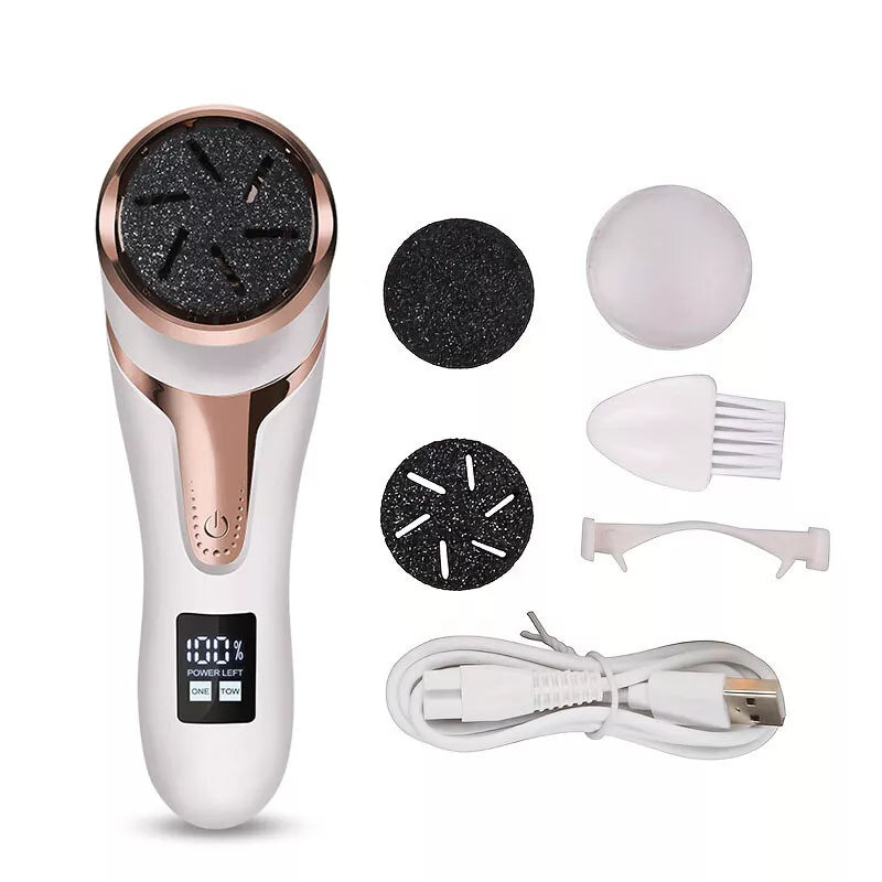 Rechargeable Waterproof Foot Polisher with LCD Display for Foot Care Exfoliate