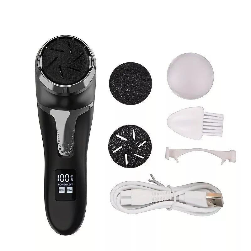 Rechargeable Waterproof Foot Polisher with LCD Display for Foot Care Exfoliate