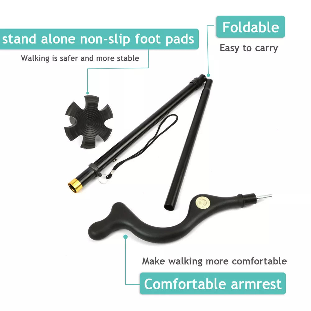 Retractable Walking Cane Stick for Men Women Folding Posture Correcting Cane New